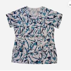 Bio Bring It On Scrub Top Size S Womens Medical Nurse Vet Tech Tropical Colorful